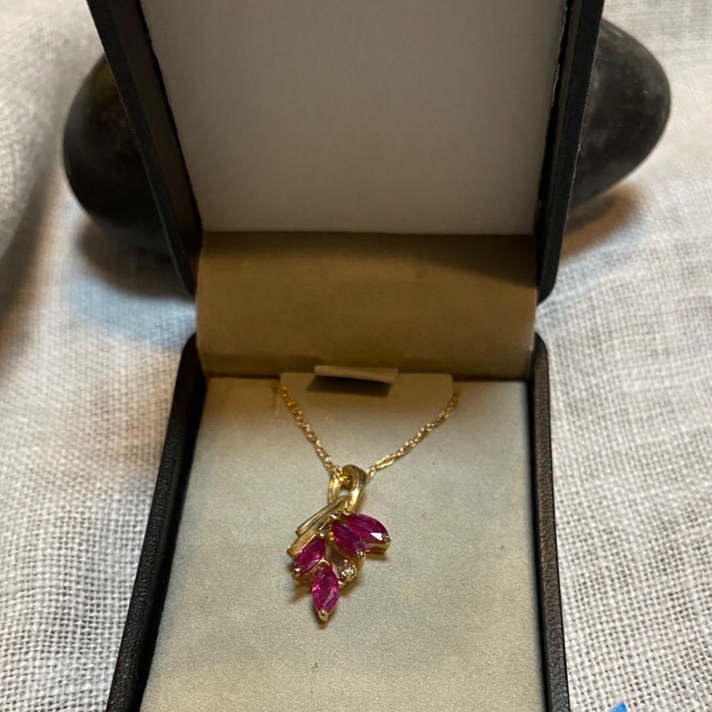 14K Gold, Ruby, and Diamond Necklace